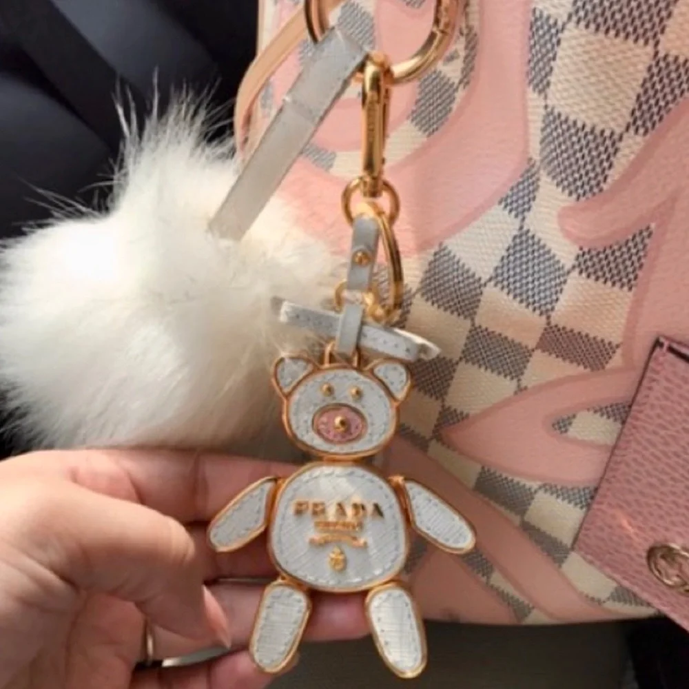 |SOLD| Prada Rare Saffiano Leather White & Pink Bear Trick Bag Charm - Picture 11 of 11